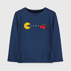 Лонгслив хлопковый детский Pac-man 8bit, цвет: тёмно-синий