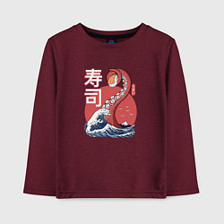 Лонгслив хлопковый детский Kraken Kawaii Sushi, цвет: меланж-бордовый