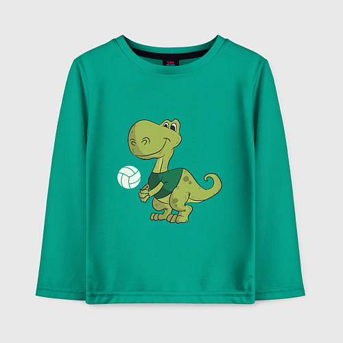 Детский лонгслив Volleyball Dinosaur / Зеленый – фото 1