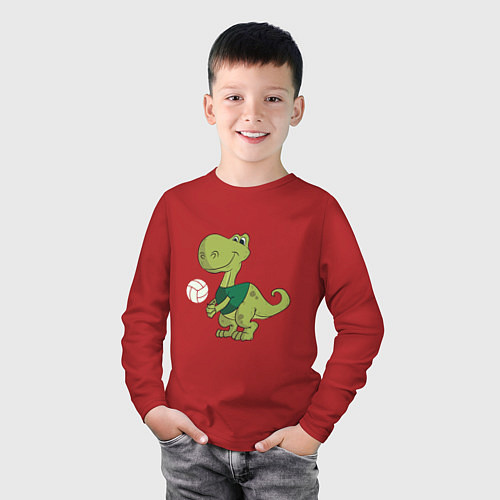 Детский лонгслив Volleyball Dinosaur / Красный – фото 3