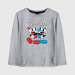 Лонгслив хлопковый детский Cuphead Чашечки, цвет: меланж