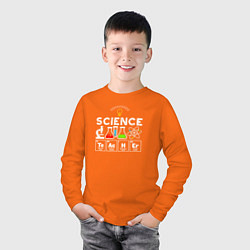 Лонгслив хлопковый детский Учитель науки, цвет: оранжевый — фото 2