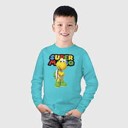 Лонгслив хлопковый детский Koopa Troopa Super Mario, цвет: бирюзовый — фото 2