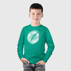 Лонгслив хлопковый детский Компас и Походы, цвет: зеленый — фото 2
