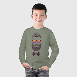 Лонгслив хлопковый детский Мужчина с бородой и в очках, цвет: авокадо — фото 2