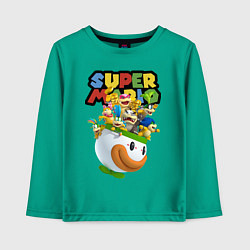 Лонгслив хлопковый детский Компашка персонажей Super Mario, цвет: зеленый
