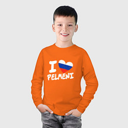 Лонгслив хлопковый детский Люблю пельмени, цвет: оранжевый — фото 2