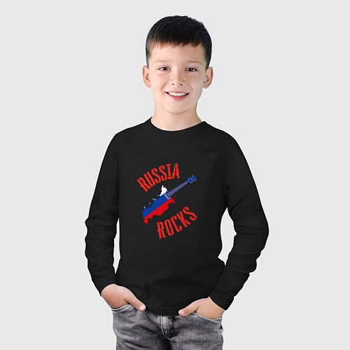 Детский лонгслив Russia Rocks / Черный – фото 3
