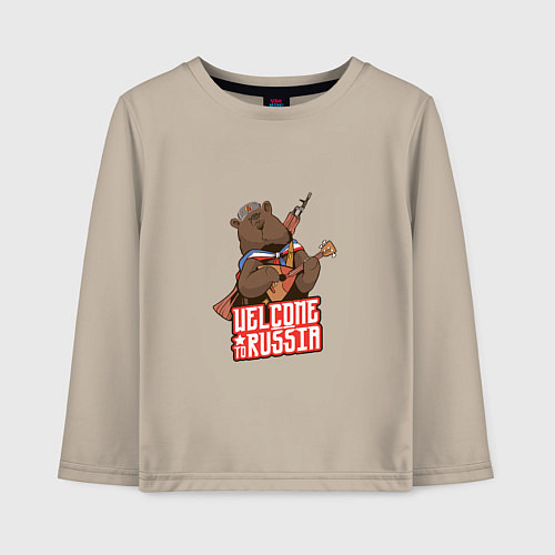 Детский лонгслив Россия - Добро пожаловать / Миндальный – фото 1