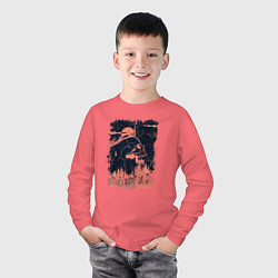 Лонгслив хлопковый детский Скала Череп и Бег, цвет: коралловый — фото 2