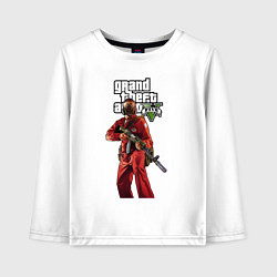 Лонгслив хлопковый детский GTA 5 Man with gun, цвет: белый