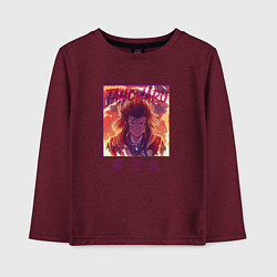 Лонгслив хлопковый детский Тахомару, цвет: меланж-бордовый