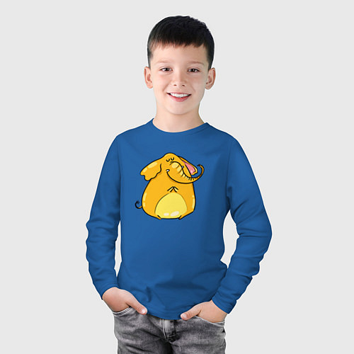 Детский лонгслив Желтый слон / Синий – фото 3