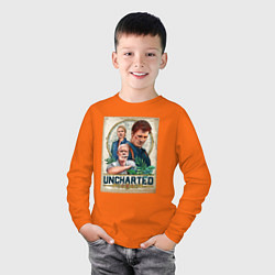 Лонгслив хлопковый детский Анчартед Постер, цвет: оранжевый — фото 2