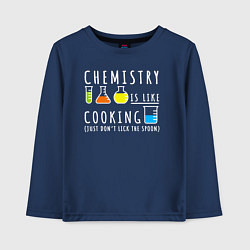 Лонгслив хлопковый детский Химия похожа на кулинарию, цвет: тёмно-синий