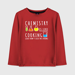Лонгслив хлопковый детский Химия похожа на кулинарию, цвет: красный