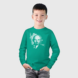Лонгслив хлопковый детский Владимир Ленин, цвет: зеленый — фото 2