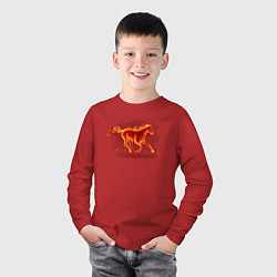 Лонгслив хлопковый детский Fire horse огненная лошадь, цвет: красный — фото 2