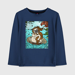 Лонгслив хлопковый детский Рождение мопса, цвет: тёмно-синий