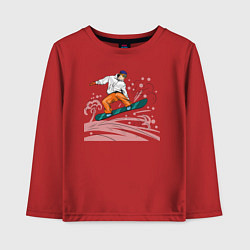 Лонгслив хлопковый детский Сноубордист snowboard, цвет: красный