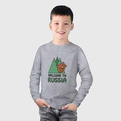 Детский лонгслив Welcome - Russia / Меланж – фото 3
