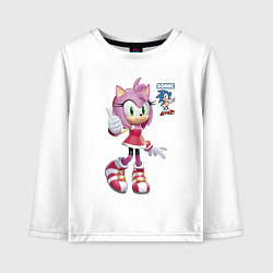 Лонгслив хлопковый детский Sonic Amy Rose Video game, цвет: белый