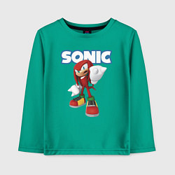 Лонгслив хлопковый детский Knuckles Echidna Sonic Video game Ехидна Наклз Вид, цвет: зеленый