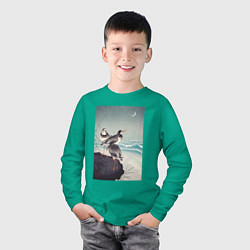 Лонгслив хлопковый детский Snipes at the Shore, цвет: зеленый — фото 2