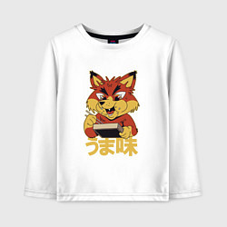 Детский лонгслив Japanese Fox Eating Ramen Японская лиса ест Рамен