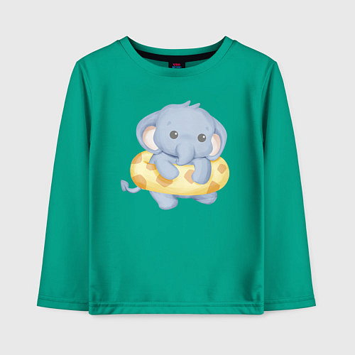Детский лонгслив Милый Слонёнок С Плавательным Кругом / Зеленый – фото 1
