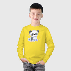Лонгслив хлопковый детский Милая Пандочка С Цветами, цвет: желтый — фото 2