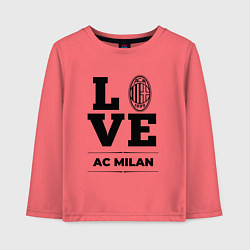 Лонгслив хлопковый детский AC Milan Love Классика, цвет: коралловый