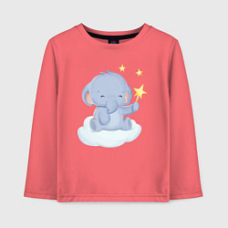 Лонгслив хлопковый детский Милый Слонёнок На Облаке Со Звездой, цвет: коралловый