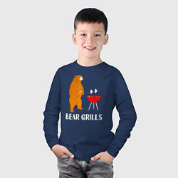 Лонгслив хлопковый детский Bear Grills Беар Гриллс, цвет: тёмно-синий — фото 2