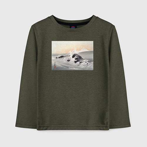 Детский лонгслив Fuji Seen from the Sea Гора Фудзи / Меланж-хаки – фото 1