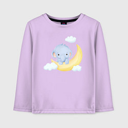 Лонгслив хлопковый детский Милый Слонёнок На Месяце С Облаками, цвет: лаванда