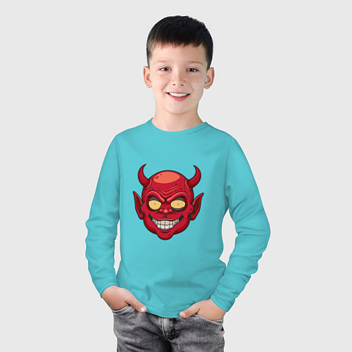 Детский лонгслив Красный демон / Бирюзовый – фото 3
