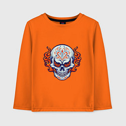 Лонгслив хлопковый детский Fire - Skull, цвет: оранжевый