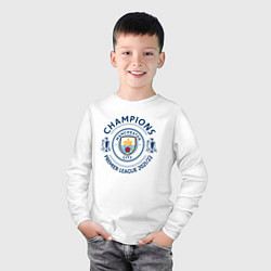 Лонгслив хлопковый детский Manchester City Champions 20212022, цвет: белый — фото 2