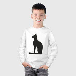 Лонгслив хлопковый детский Силуэт черной кошки, Египетская богиня Бастет, цвет: белый — фото 2