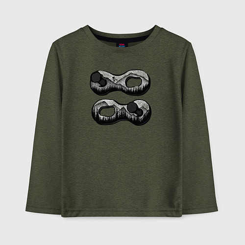 Детский лонгслив Мтб и трюки / Меланж-хаки – фото 1