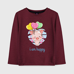 Детский лонгслив Iam happy поросенок