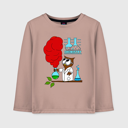 Детский лонгслив Сова химик / Пыльно-розовый – фото 1