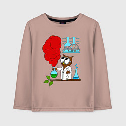 Лонгслив хлопковый детский Сова химик, цвет: пыльно-розовый