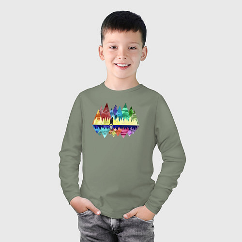 Детский лонгслив Медведь и разноцветные горы / Авокадо – фото 3