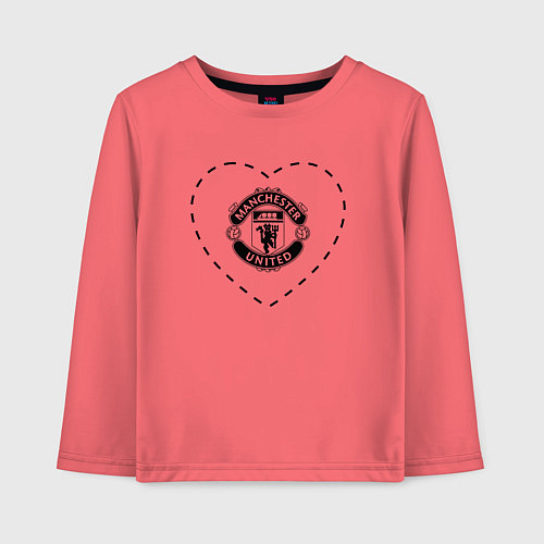 Детский лонгслив Лого Manchester United в сердечке / Коралловый – фото 1