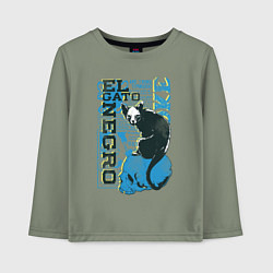 Лонгслив хлопковый детский Футболка с изображением черепа кошки, цвет: авокадо
