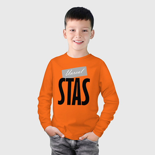 Детский лонгслив Unreal Stas Нереальный Стас / Оранжевый – фото 3