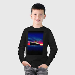 Лонгслив хлопковый детский Лайнер Титаник, цвет: черный — фото 2