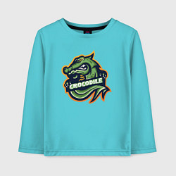 Лонгслив хлопковый детский Крокодил Дракон, цвет: бирюзовый